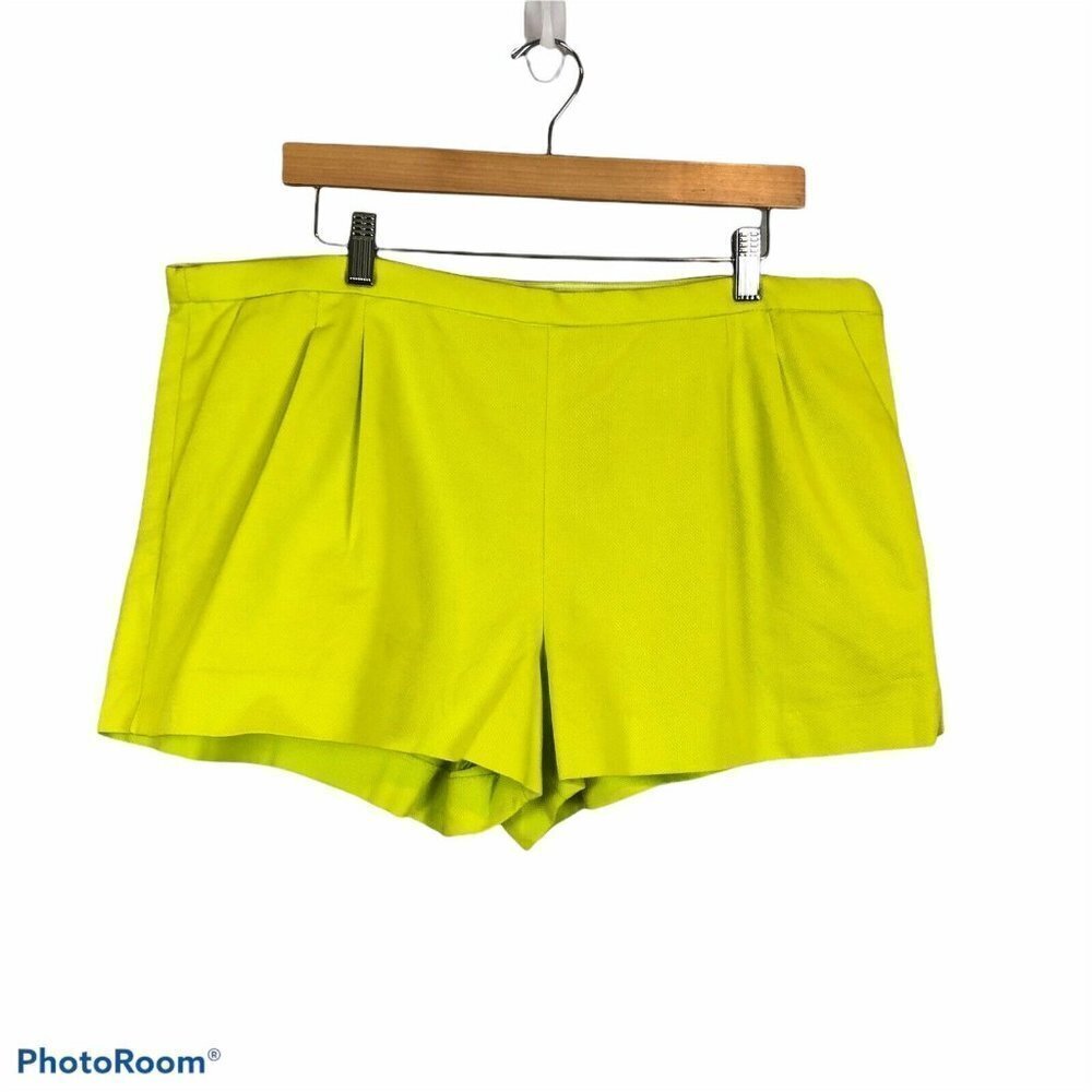 NWT J Crew Cotton Pique Pleated Shorts Neon Yellow
